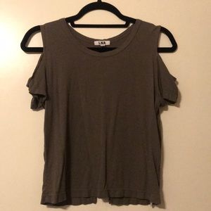 LNA Cold Shoulder Tee with split back SMALL